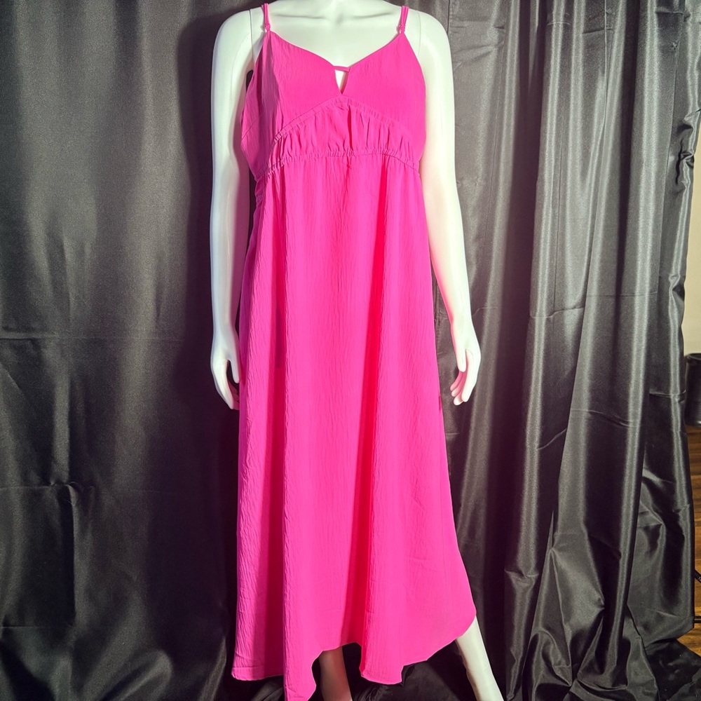 NWT A New Day Pink Maxi Dress Size XL Crinkle Gauze Cutout Front Target